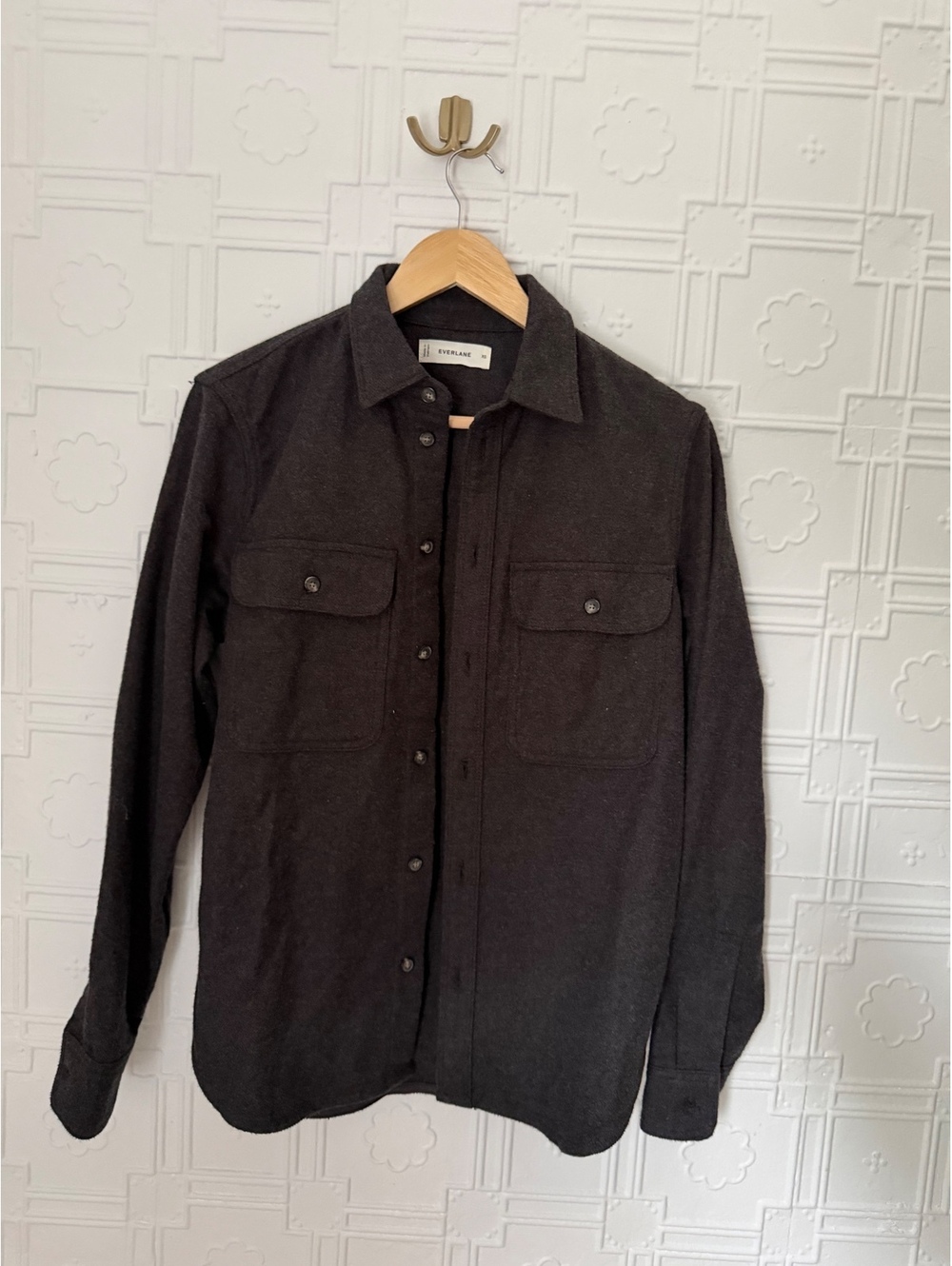 Everlane Men's Heavyweight Organic Cotton Overshirt Shacket Dark Heather Grey XS